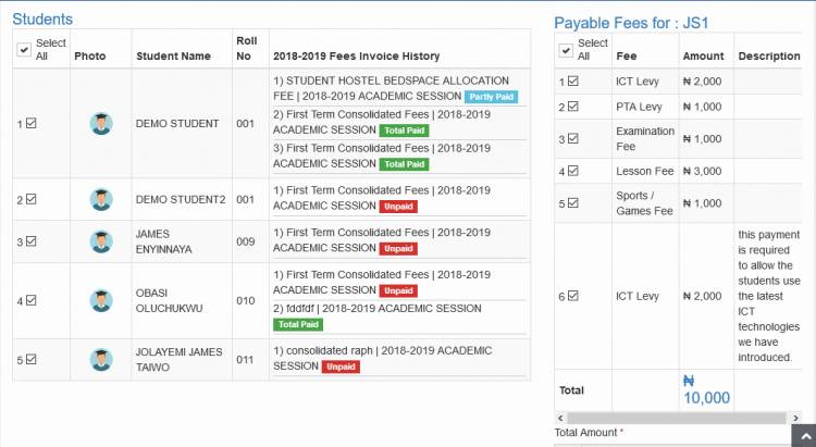 Publishing fees for classes