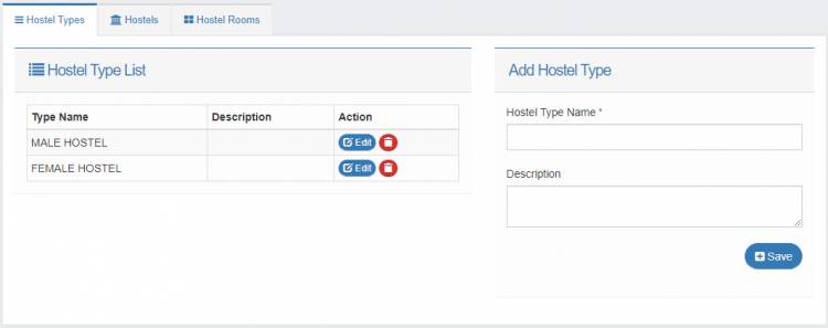 Managing hostel categories